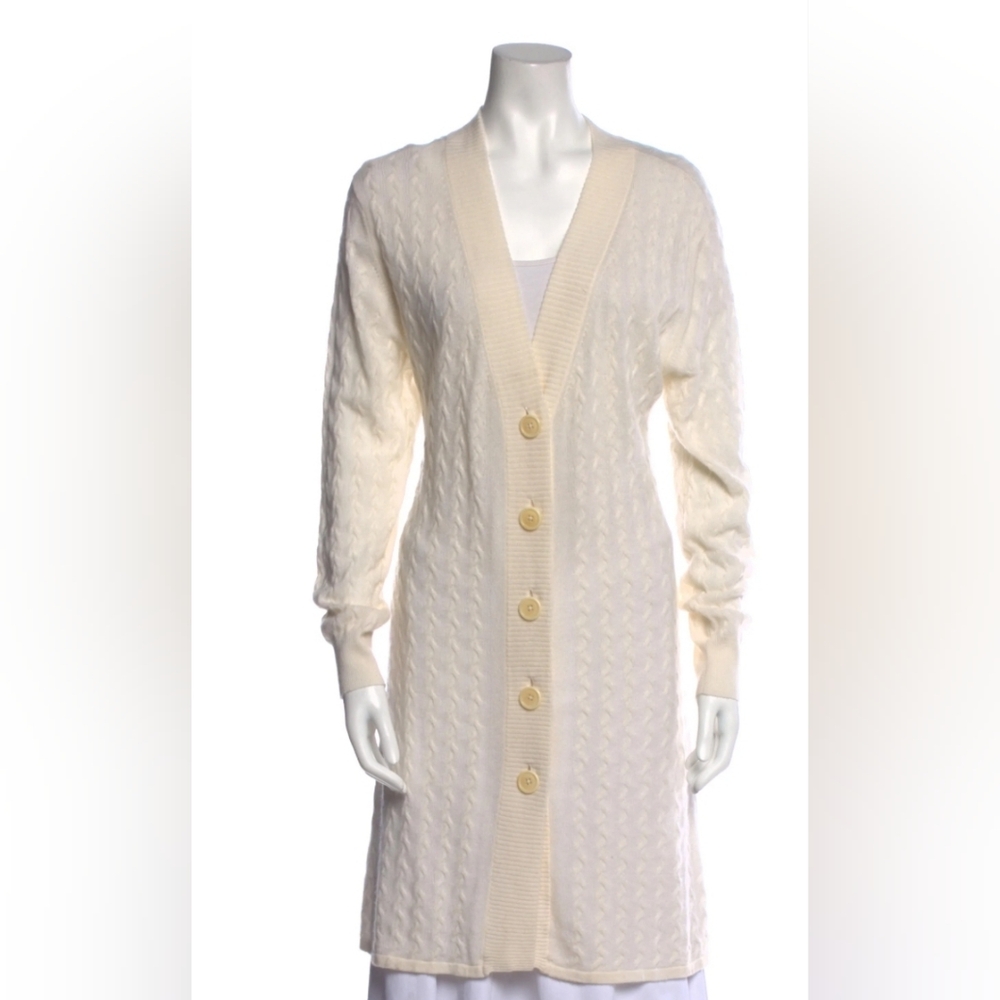 Autumn Cashmere Cream Long Cardigan with Button Detail Sz XL